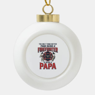 Feuerwehrmann Papa Vintage Gravur Shirt Design_1 Keramik Kugel-Ornament