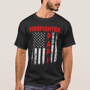 Feuerwehrmann Papi Amerika-Flagge Vatertag Vintage T-Shirt