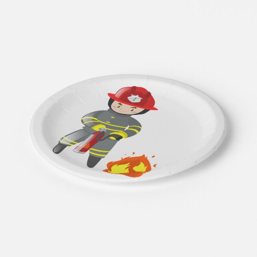 Feuerwehrmann Pappteller (Schrägansicht)