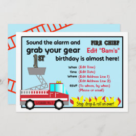 Feuerwehrmann Party Einladung zum 1. Geburtstag Fe