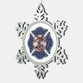 Feuerwehrmann patriotisch schneeflocken Zinn-Ornament (Rechts)
