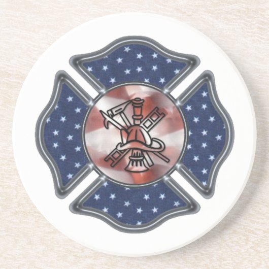 Feuerwehrmann-patriotisches maltesisches getränkeuntersetzer (Vorne)