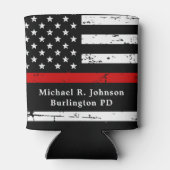 Feuerwehrmann Personalisiert dünne rote Linie Dosenkühler (Rückseite)