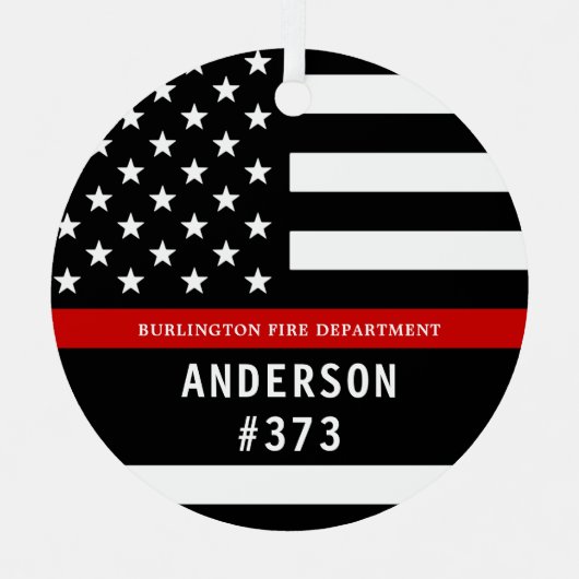 Feuerwehrmann Personalisiert Fireman Thin Red Line Ornament Aus Metall (Vorderseite)