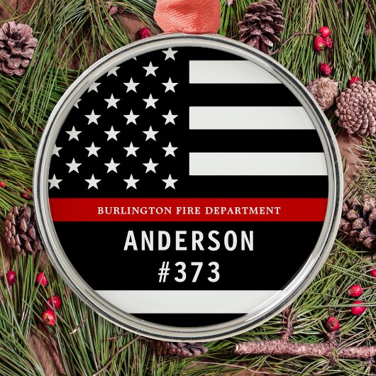 Feuerwehrmann Personalisiert Fireman Thin Red Line Ornament Aus Metall