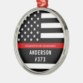 Feuerwehrmann Personalisiert Fireman Thin Red Line Ornament Aus Metall (Links)