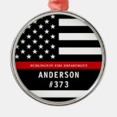 Feuerwehrmann Personalisiert Fireman Thin Red Line Ornament Aus Metall (Vorne)