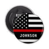 Feuerwehrmann Personalisiert Moderne dünne rote Li Flaschenöffner (Vorderseite)