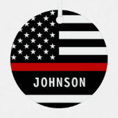 Feuerwehrmann Personalisiert Moderne dünne rote Li Ornament Aus Metall (Vorderseite)