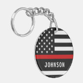 Feuerwehrmann Personalisiert Moderne dünne rote Li Schlüsselanhänger (Vorderseite links)