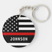 Feuerwehrmann Personalisiert Moderne dünne rote Li Schlüsselanhänger (Rückseite)