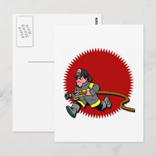 Feuerwehrmann Postkarte (Vorne/Hinten)