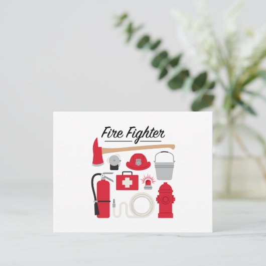 Feuerwehrmann Postkarte (Stehend Vorderseite)