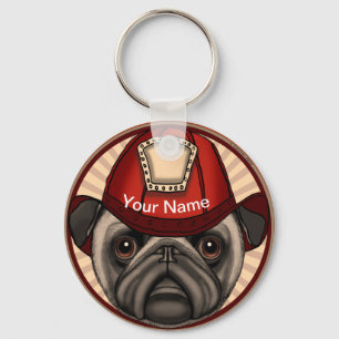 Feuerwehrmann Pug Schlüsselanhänger