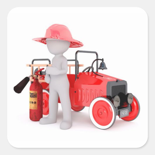 Feuerwehrmann Quadratischer Aufkleber (Vorderseite)