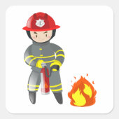 Feuerwehrmann Quadratischer Aufkleber (Vorderseite)