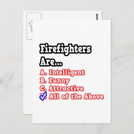 Feuerwehrmann Quiz...Joke Postkarte (Vorne/Hinten)