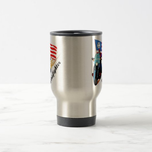 Feuerwehrmann-Radfahrer Reisebecher (Mittel)