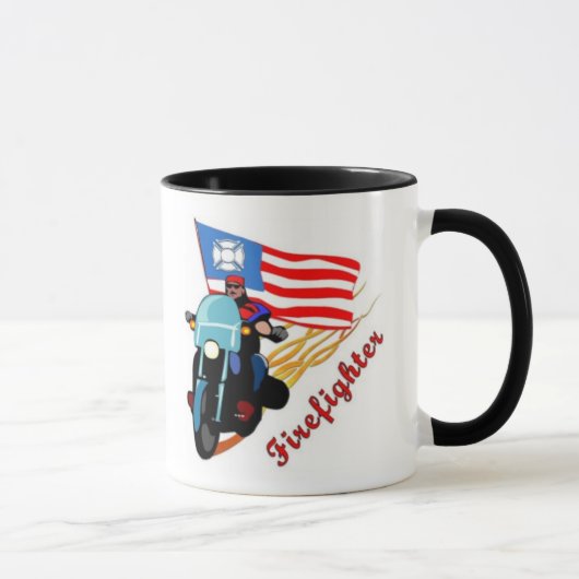 Feuerwehrmann-Radfahrer-Tasse Tasse (Rechts)