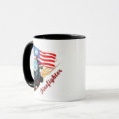 Feuerwehrmann-Radfahrer-Tasse Tasse (Vorderseite Links)
