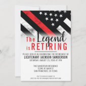 Feuerwehrmann Red Line Flagge Feuerwehrmann Einladung (Vorderseite)