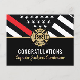 Feuerwehrmann Red Line Flagge Feuerwehrmann Einladungspostkarte