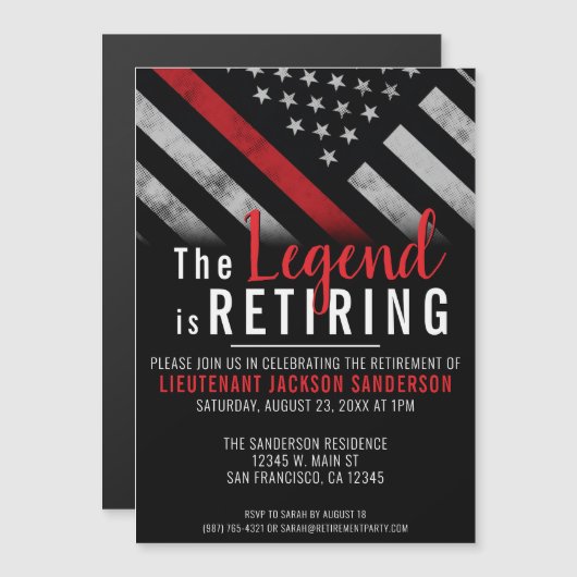 Feuerwehrmann Red Line Flagge Feuerwehrmann Magneteinladung (Vorne/Hinten)