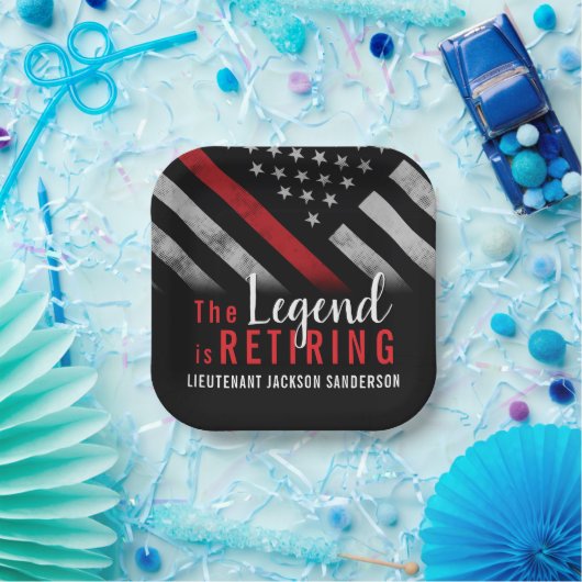 Feuerwehrmann Red Line Flagge Feuerwehrmann Pappteller (Party)