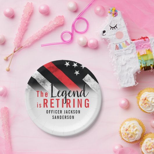 Feuerwehrmann Red Line Flagge Feuerwehrmann Pappteller (Party)