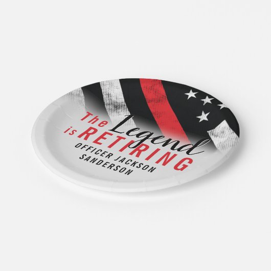 Feuerwehrmann Red Line Flagge Feuerwehrmann Pappteller (Schrägansicht)