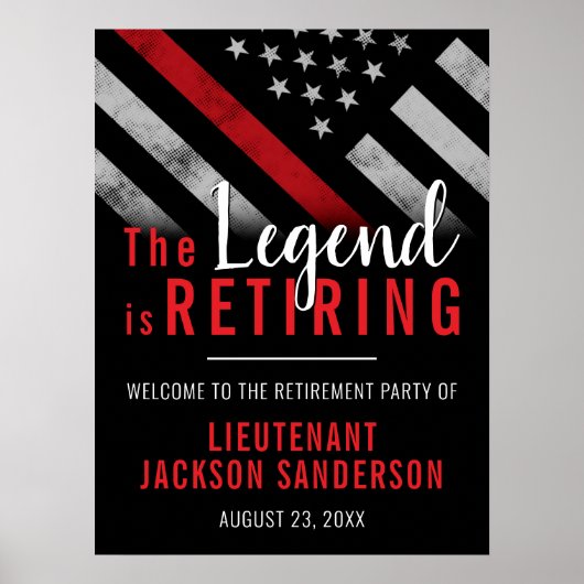 Feuerwehrmann Red Line Flagge Feuerwehrmann Poster (Vorne)