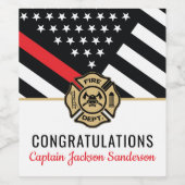 Feuerwehrmann Red Line Flagge Feuerwehrmann Weinetikett (Einzelnes Label)