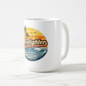 Feuerwehrmann Retro-Sonnenuntergangs-Design Kaffeetasse (VorderseiteRechts)