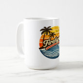 Feuerwehrmann Retro-Sonnenuntergangs-Design Kaffeetasse (Vorderseite Links)