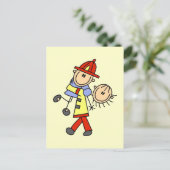 Feuerwehrmann Rette T - Shirt und Geschenke Postkarte (Stehend Vorderseite)