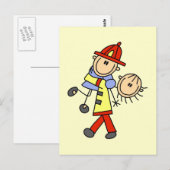 Feuerwehrmann Rette T - Shirt und Geschenke Postkarte (Vorne/Hinten)