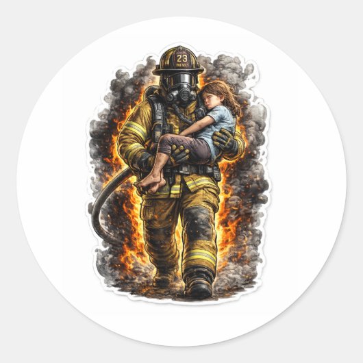 Feuerwehrmann Rettungsheld Kind Retter Aufkleber (Vorderseite)