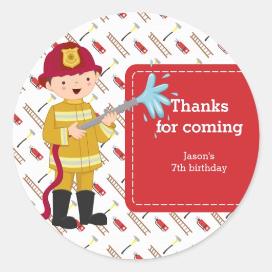 Feuerwehrmann Runder Aufkleber (Vorderseite)