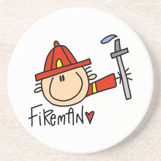 Feuerwehrmann Sandstein Untersetzer (Vorne)