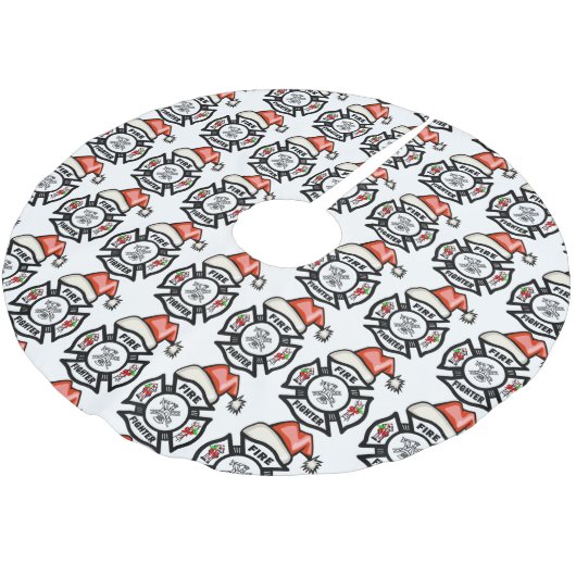 Feuerwehrmann Sankt Polyester Weihnachtsbaumdecke (Schrägansicht)