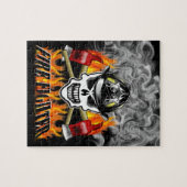 Feuerwehrmann-Schädel 2 und lodernde Äxte Puzzle (Horizontal)