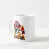 Feuerwehrmann-Schädel 4 und lodernde Äxte Kaffeetasse (Vorderseite Links)