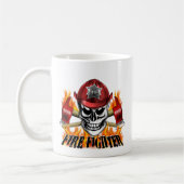 Feuerwehrmann-Schädel 4 und lodernde Äxte Kaffeetasse (Links)