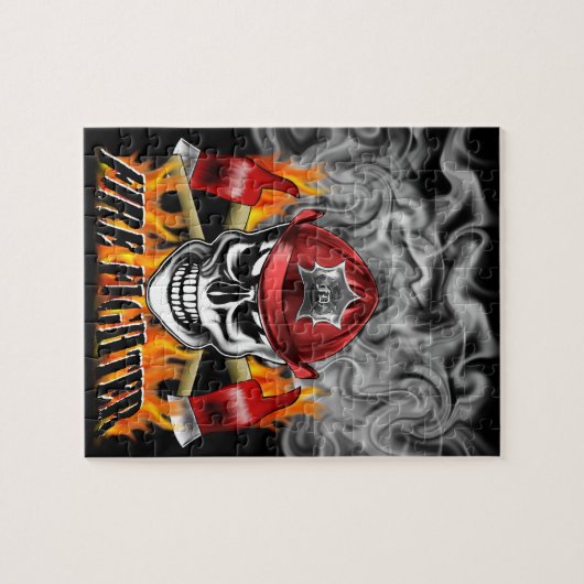 Feuerwehrmann-Schädel 4 und lodernde Äxte Puzzle (Horizontal)