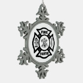 Feuerwehrmann Schneeflocken Zinn-Ornament (Links)