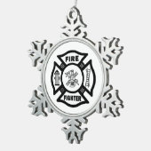 Feuerwehrmann Schneeflocken Zinn-Ornament (Rechts)