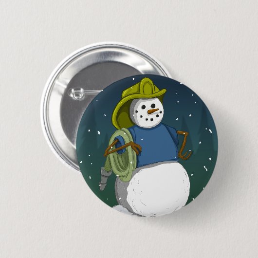Feuerwehrmann-Schneemann Button (Vorne & Hinten)