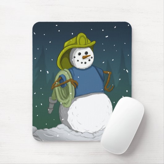 Feuerwehrmann-Schneemann Mousepad (Mit Mouse)