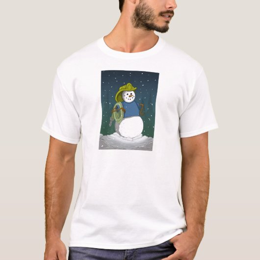Feuerwehrmann-Schneemann T-Shirt (Vorderseite)
