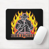 Feuerwehrmann-Silhouette Mousepad (Mit Mouse)